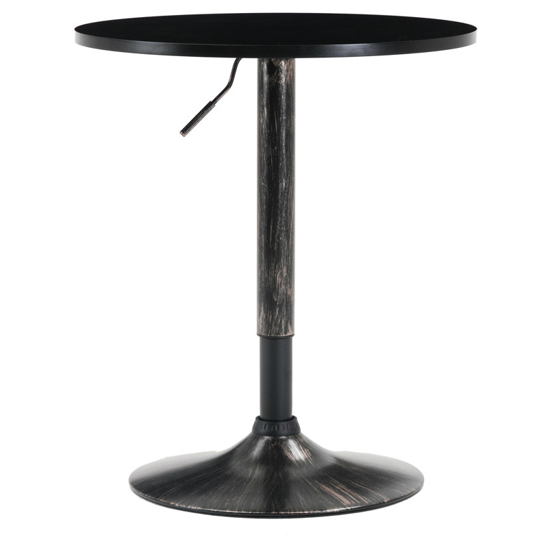 Galilea Round Metal Base Dining Table, Antique Golden, Black