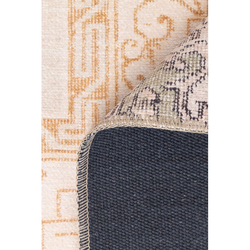 Vonzay Beige Area Rug (6.9 x 10.2 ft), 100% Polyester, 1850 g/m², Pile Height: 0.2 in | Eco-Friendly Recycled Poly Cotton Underside | Machine Carpet | Perfect for Living Room, Bedroom & Dining Areas, Soft & Durable Design