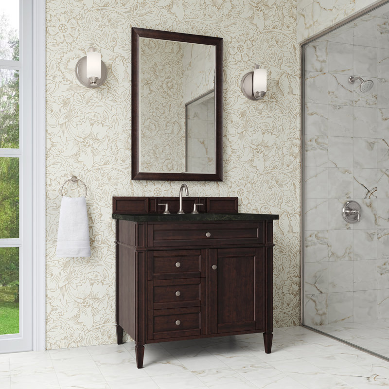Brittany 36'' W Single Vanity, Burnished Mahogany, 8" Widespread, Phantome Eclos