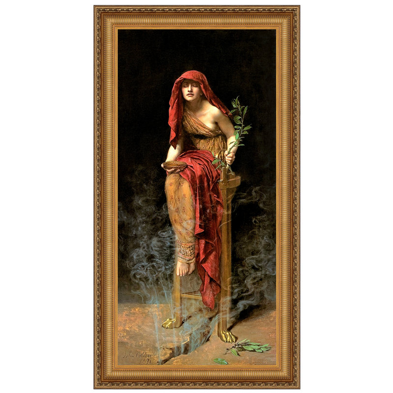 "La prêtresse de Delphes, 1891" par John Collier, reproduction de peinture à l'huile finie à la main avec quincaillerie de fixation