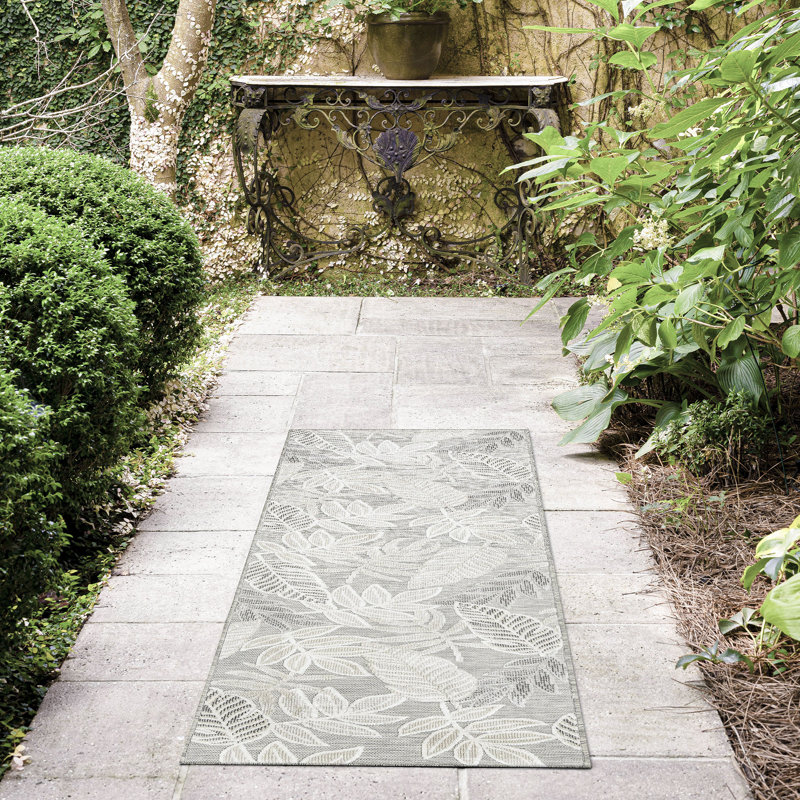 Tapis floral gris Daisy, Tapis de couloir 2 pi 2 po x 7 pi 3 po