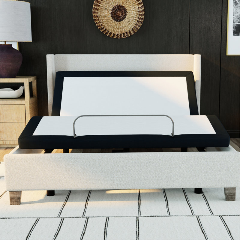 Grey Queen Adjustable Base With Zero And Simple Operations - Head Foot Articulations, Memory Buttons, Wireless Remote, Metal Comfort Bed