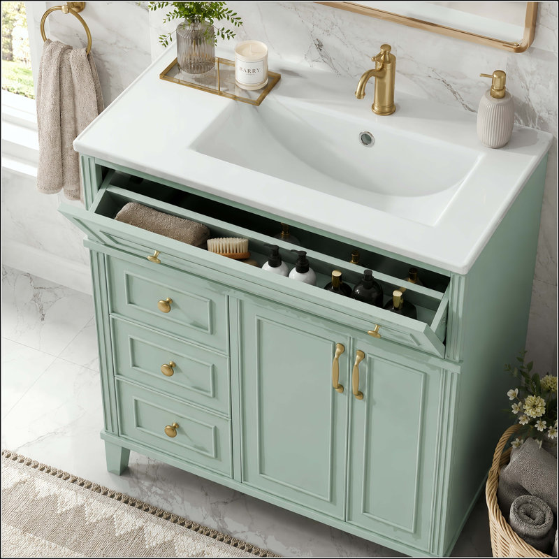 Meuble-lavabo 36 po avec rangement inclinable, Sage Green