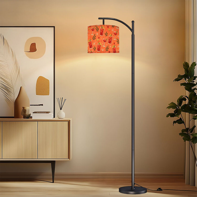 Lampe sur pied à arc avec abat-jour réglable sans soudure, cocktail rouge, garniture de vin orange, lampe sur pied à 3 températures de couleur, intensité variable, haut, avec interrupteur à pédale, pour le bar de la cuisine