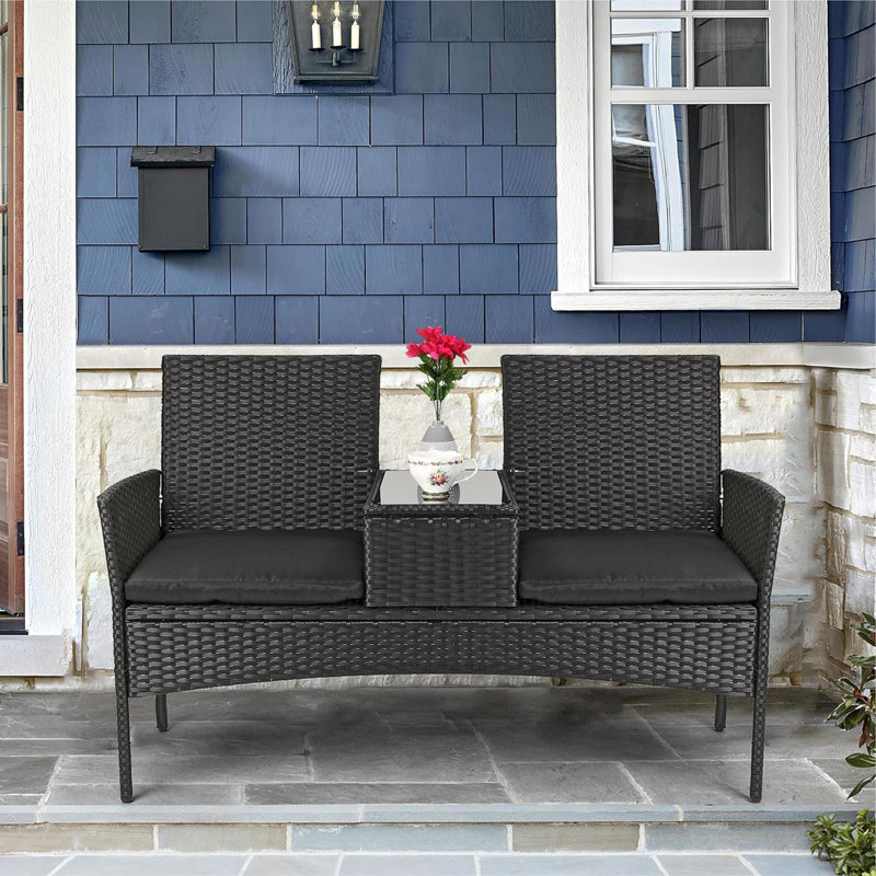 0cm Wide Loveseat, Black