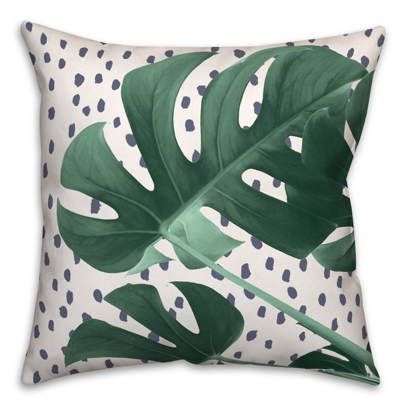  Housse de coussin Monstera, Bleu marine