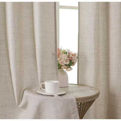 140Wx220L Farmhouse Faux Linen Textured Curtains 2 Panels,Semi Light Filtering Window Drapes for Living Room