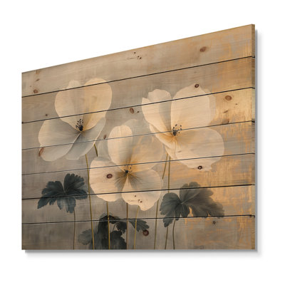 Geraniums Pure Form Minimalism III - Geraniums Wood Wall Art - On Natural Pine Wood