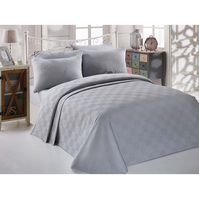 Angalena Cotton Solid Colour Bedspread, 240 x 220 cm Bedspread, Coral