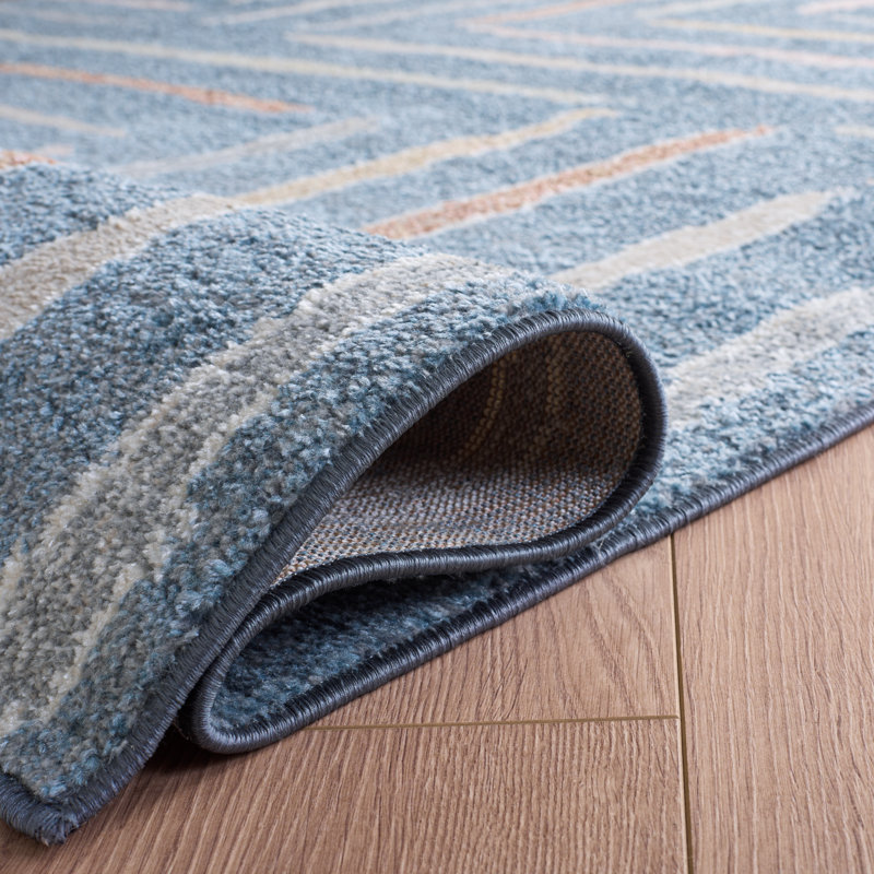Setebos  Washable Area Rug In Blue/Ivory, Rectangle 4' x 6'