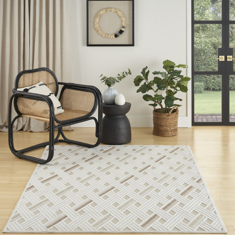 Tapis d'intérieur ivoire beige moderne, Rectangle 3 pi 11 po x 5 pi 11 po