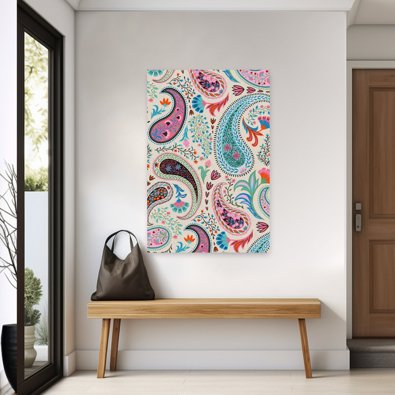 Art contemporain, art floral audacieux et coloré, H 60 po x l 40 po