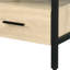 Table d'appoint en chêne et noire, pieds en métal, 1 tiroir de rangement et table ouverte en noir, unité de compartiment