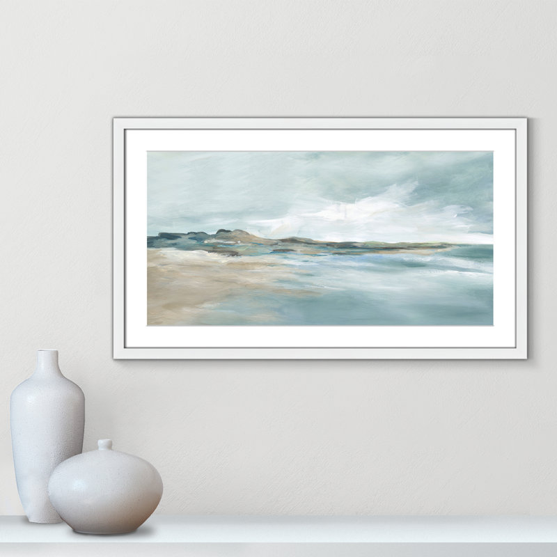 Imprimé Sandpoint par Carol Robinson, H 17 po x l 29 po x P 1,25 po, Blanc, Reproduction encadrée avec passe-partout