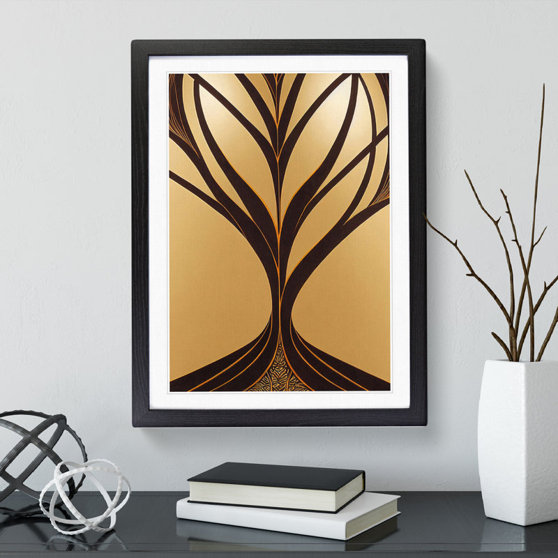 Art Nouveau Tree No.6 - Single Picture Frame Print, Black Framed, 64cm H x 46cm W x 2cm D