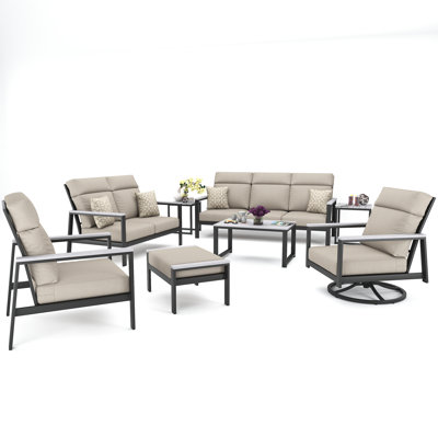 Chesler 7 Person Seating Group With Sunbrella Cushions