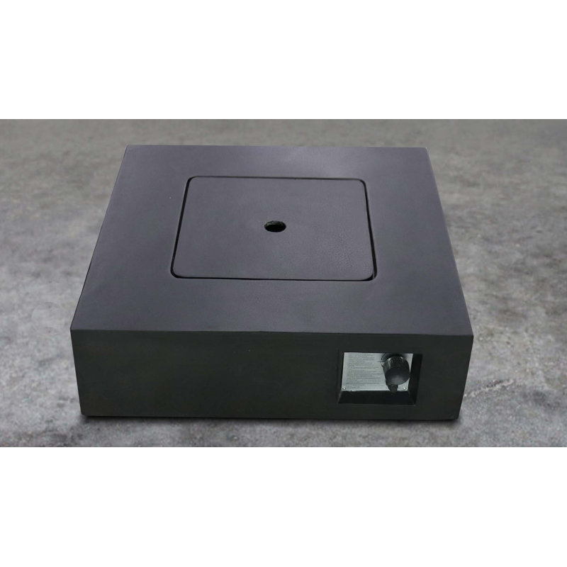 Hartwin Square Concrete Smokeless Fire Pit Table with Lid, Charcoal