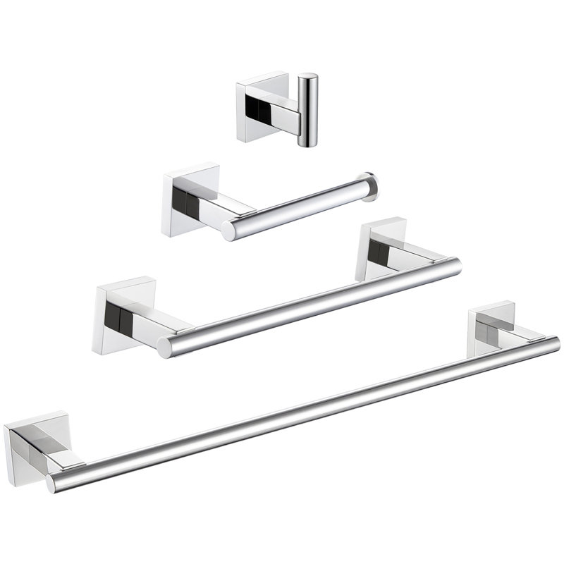 4 - Piece Bathroom Hardware Set, Polished Chrome
