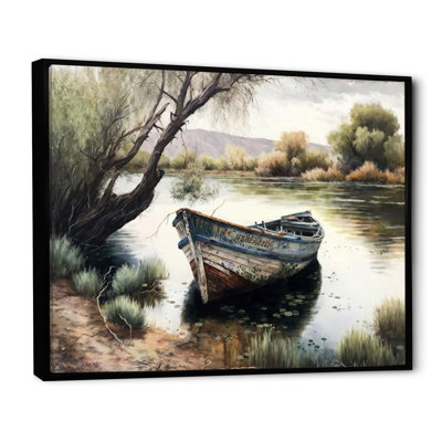Bateau de pêche dans la rivière - Bateau, art mural