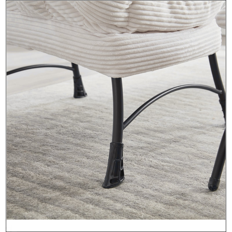 Méridienne moderne avec repose-pieds, accoudoirs et poche latérale, parfaite pour les petits espaces et la détente, Blanc
