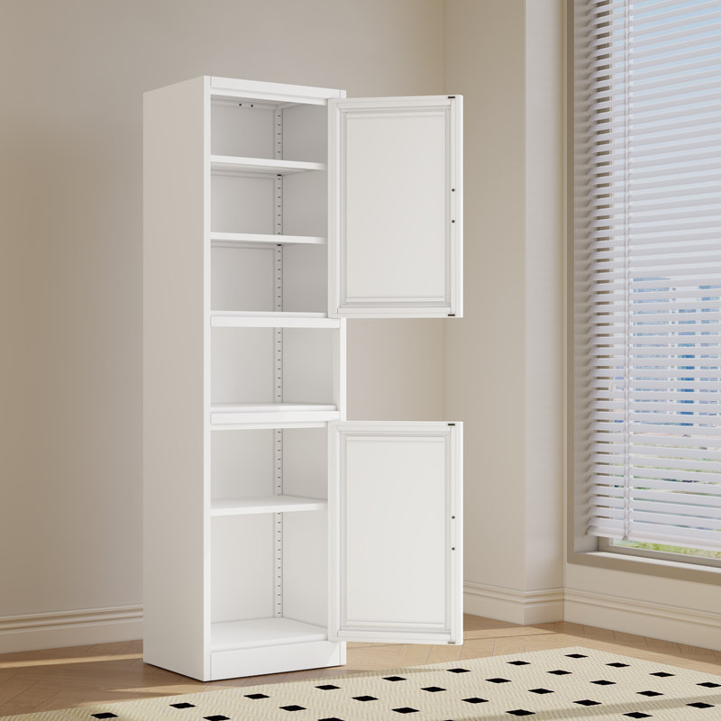 Fashion Metal Kitchen Living Room Pantry Storage Cabinet With Open Countertop, White