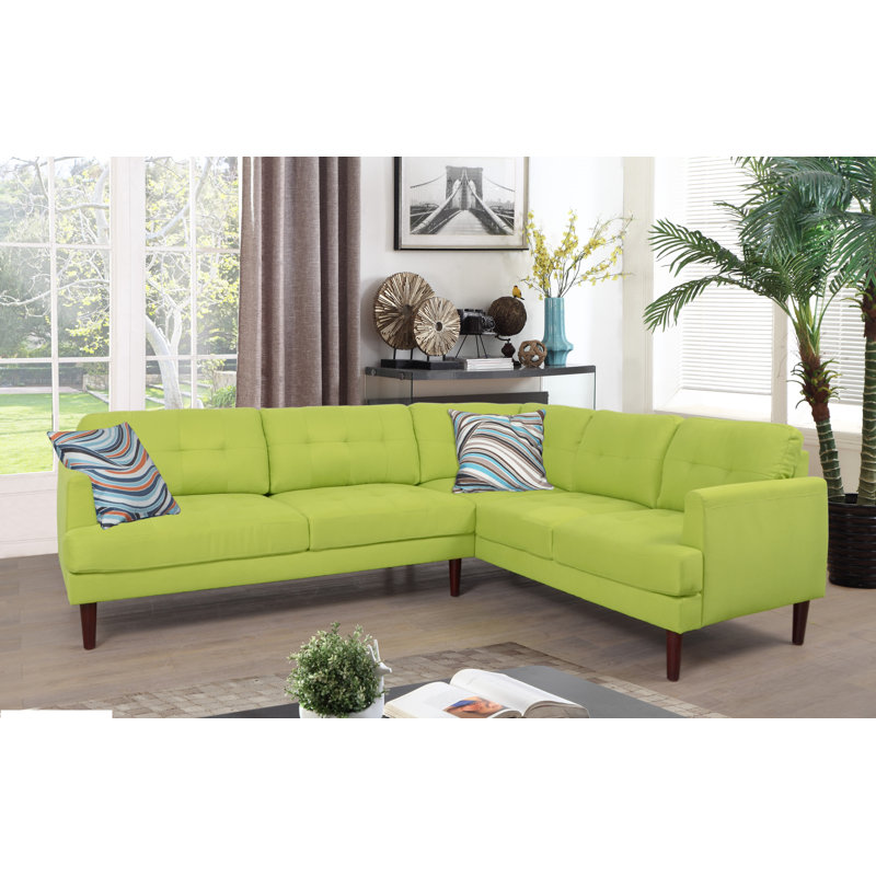 Canapé et chaise, 33 po H x 95 po L x 75 po P, Orienté à droite, Lin chartreuse