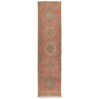 Vintage Oushak Runner Rug for Traditional, Rustic, Cottage style