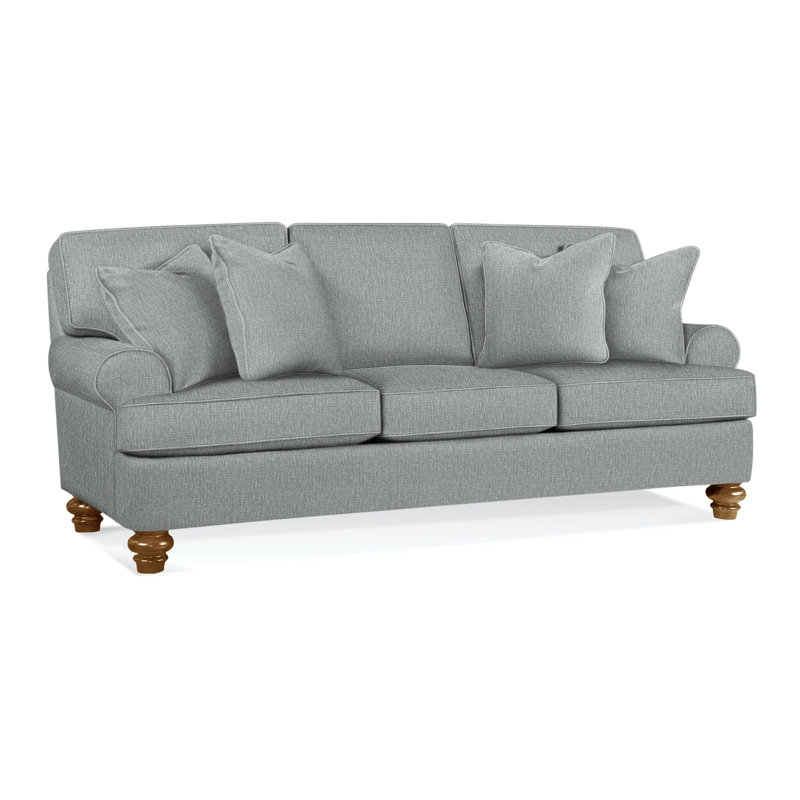 Lowell Sofa, Light Blue Performance Fabric; 0851-55, Havana