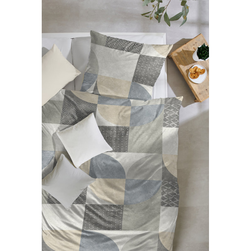 Rettie Cotton Geometric Shapes Duvet Cover Set with Pillow Shams Included, Single Duvet Cover + 1 Standard Pillowcase