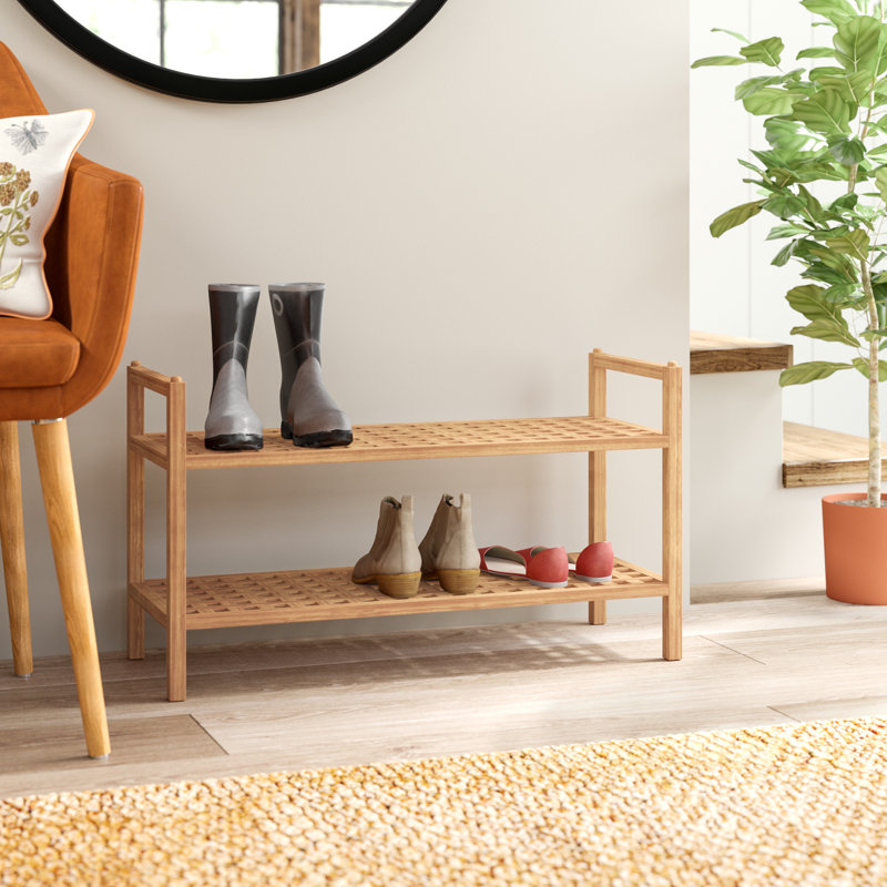 6 Pair Stackable Solid Wood Shoe Rack