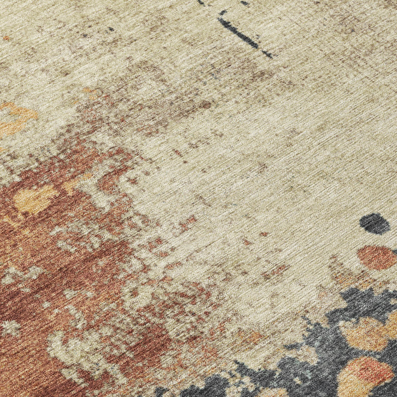 Machine Washable Indoor/Outdoor Xhevrie Paprika Rug, Runner 2'3" x 7'6"