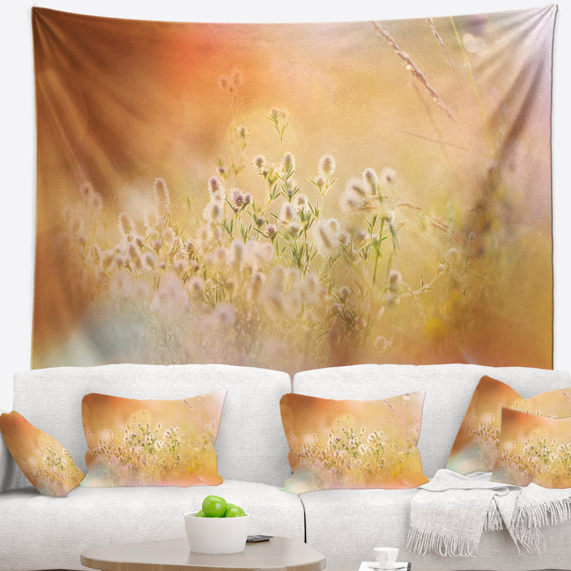 Fleurs sauvages mauves sur fond clair, H 78 po x l 92 po