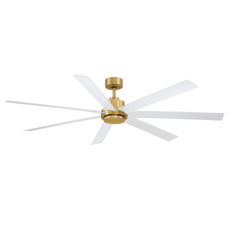 Pendry 72 inch Indoor/Outdoor Ceiling Fan with Matte White Blades - Brushed Satin Brass, White, Satin Brass