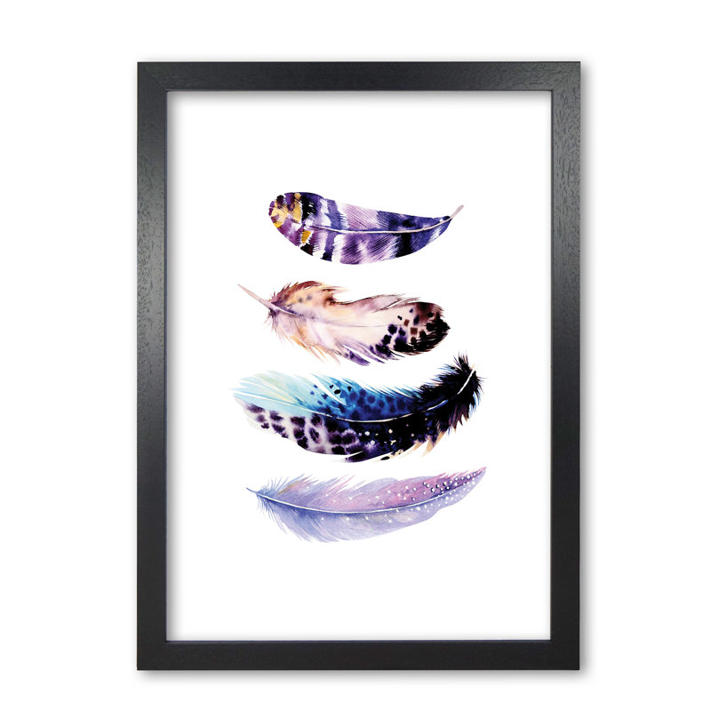 Purple Bird Feathers Abstract - Print, Black Grain Frame, 60 cm H x 42 cm W x 5 cm D