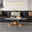 Table basse en métal doré avec piédestal en acier inoxydable et plateau en faux marbre