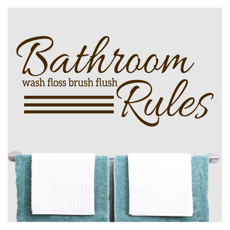 Décalcomanie murale règles de salle de bain, Brun