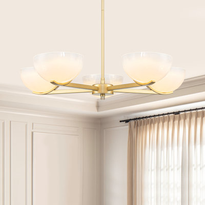 Plafonnier semi-encastré à hauteur réglable 30 po avec abat-jour en verre blanc dégradé Modern Modern