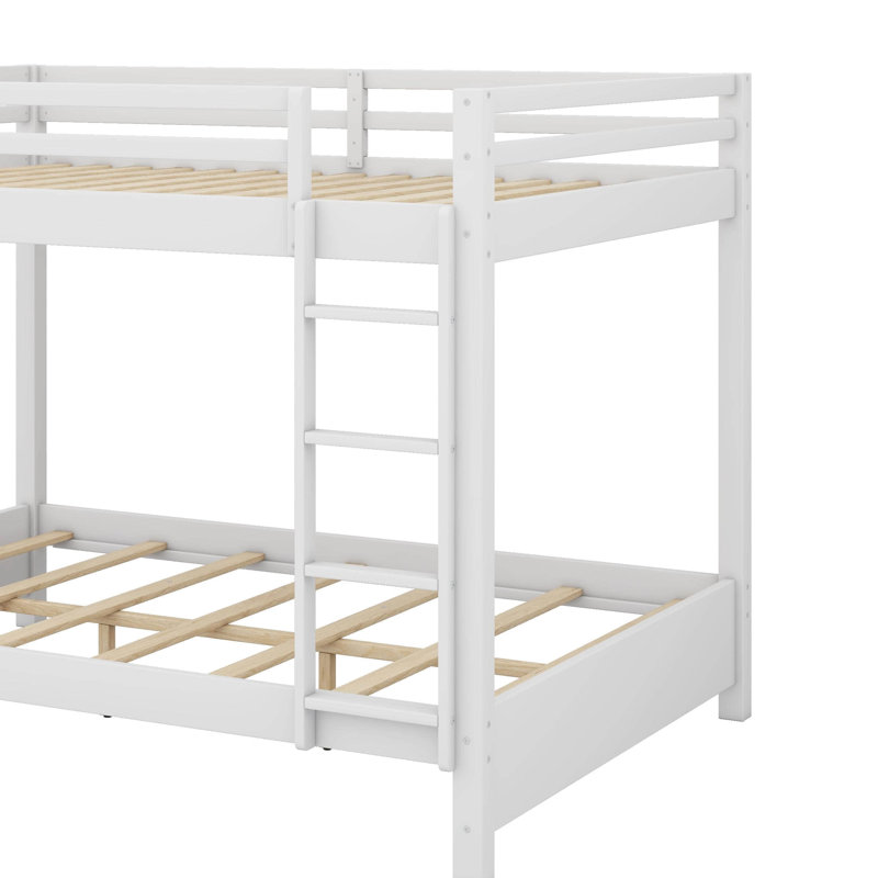 Queen Size Bunk Bed With Ladder, White