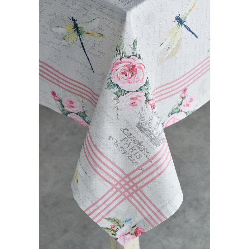 Floral 100% Cotton Tablecloth, 90" L x 60" W