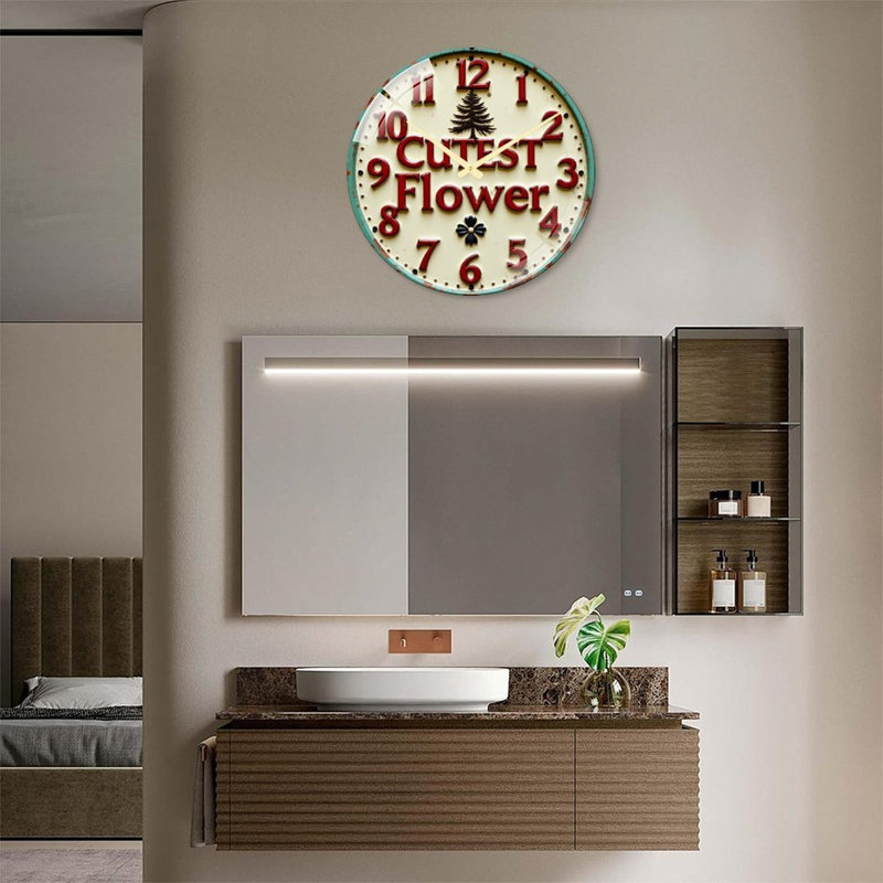 Horloge murale la plus mignonne avec arbre et fleur - horloge murale 24 po