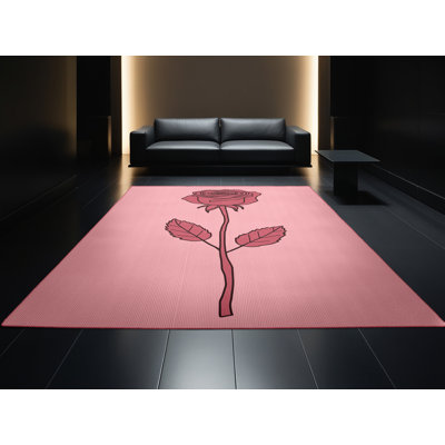 Tapis rose et rose moderne lavable à la machine Wyndmoor Valentines