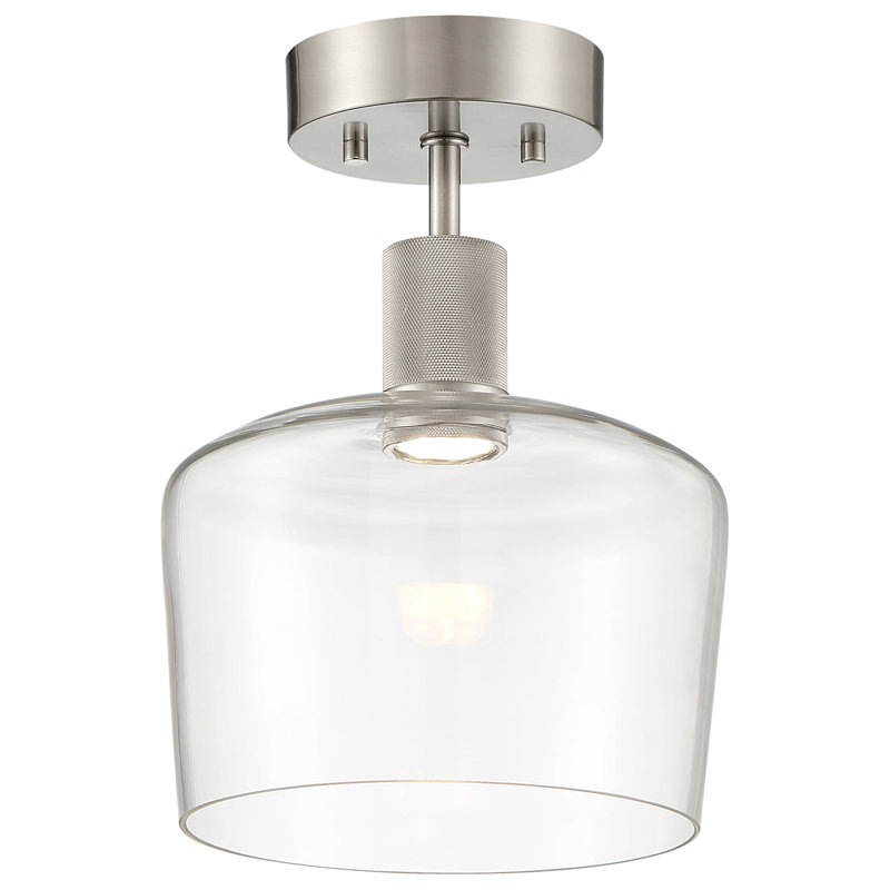 Aarian LED Semi-Flush - Clear Glass - Dedicated LED, Brushed Steel