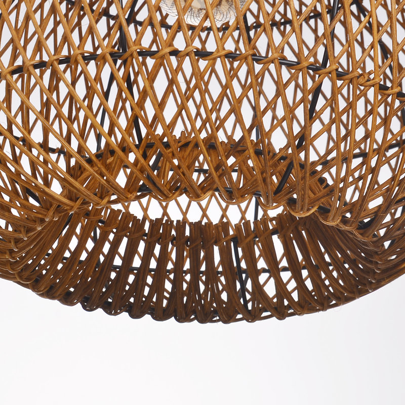 Retro RatRetro Rattan Pendant Lamp for Dining Tabletan Pendant Lamp for Dining Table, 15.35" H x 15.75" W x 15.75" D