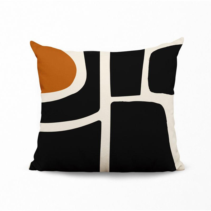 Banksy Abstract Outdoor Reversible Throw Pillow, 19" x 19", Orange/Off White