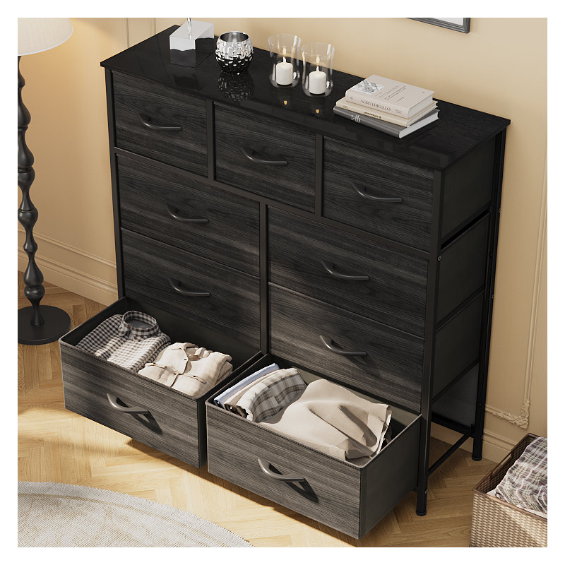 Commode 9 tiroirs Hurd, Noir anthracite
