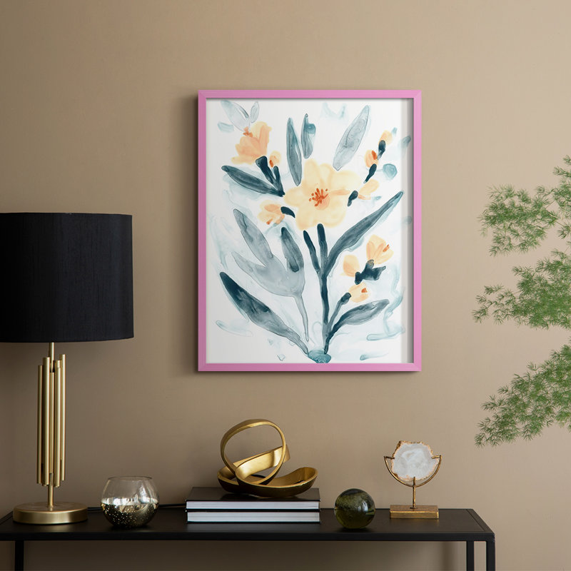 "Bouquet indigo et rosé II", Rose, H 11 po x l 9 po