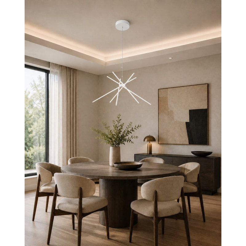 Pilton 5-Light LED Sputnik Modern Chandelier, Matte White