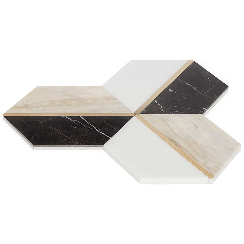 Decade Polished Marble And Brass Mosaic, Saint Laurent
