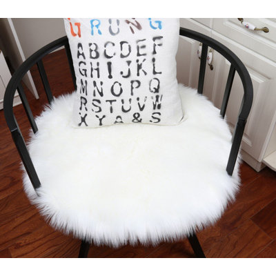 Mamduh Handmade Shag Faux Sheepskin White Rug