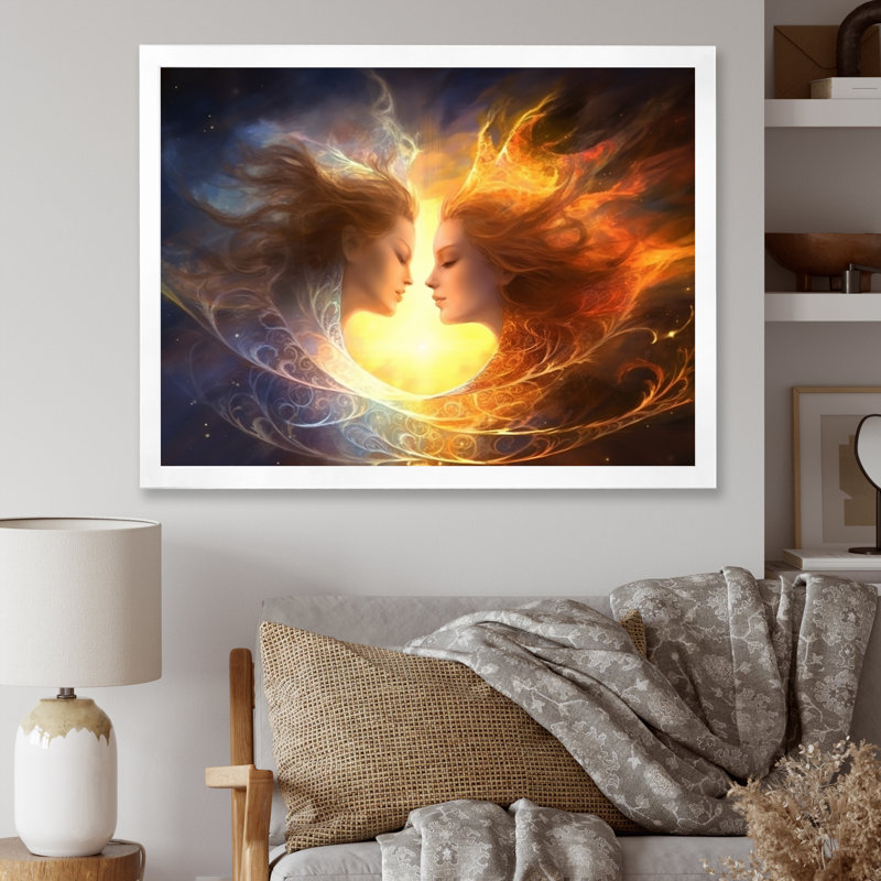 Reproduction d'art sur toile "Eternelle", Cadre simple blanc, H 16 po x l 32 po x P 1 po